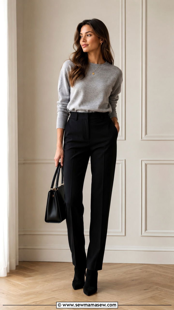 Cashmere Sweater With Tailored Black Trousers - 30 Quiet luxury outfit ideas 2026