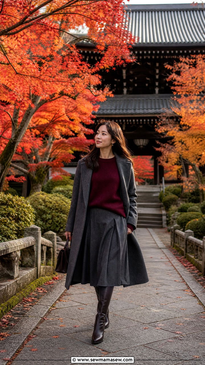 Cashmere Sweater With Wool Midi Skirt Kyoto - 30 Kyoto outfit ideas
