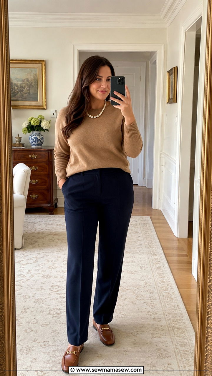 Cashmere Sweater and Pearls Plus Size Look - 25 Plus size outfit ideas old money