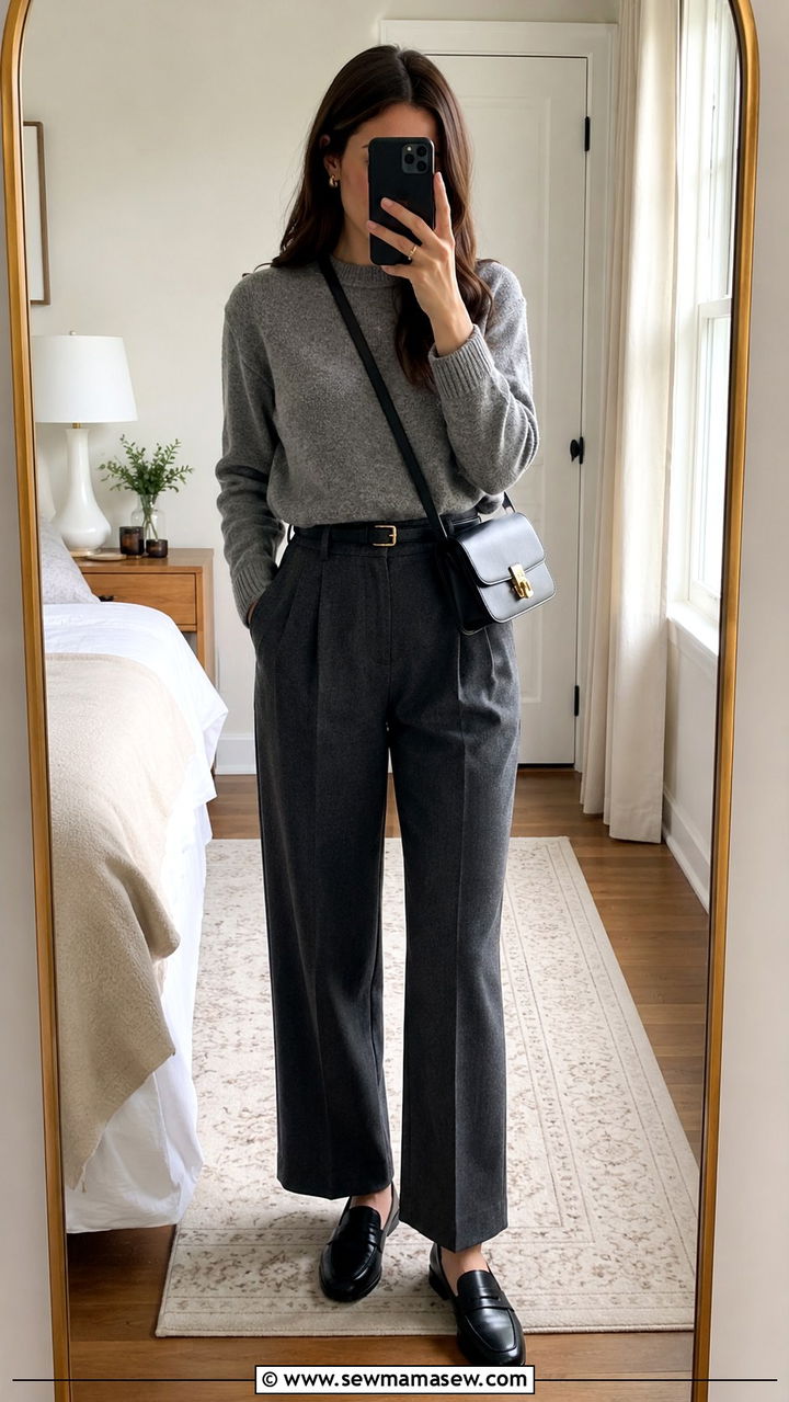 Cashmere Sweater and Tailored Trousers - 25 Old money outfit ideas with cashmere