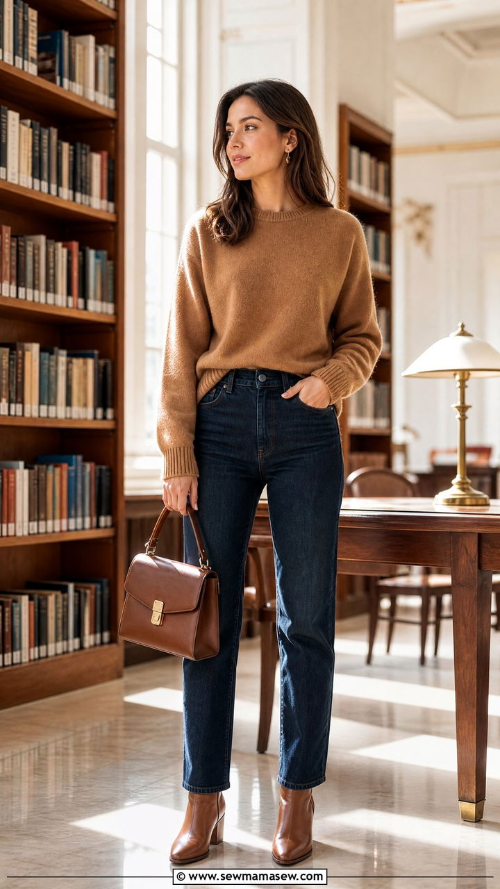Cashmere Sweater with Straight Leg Jeans Outfit - 25 chic straight leg jeans outfit ideas
