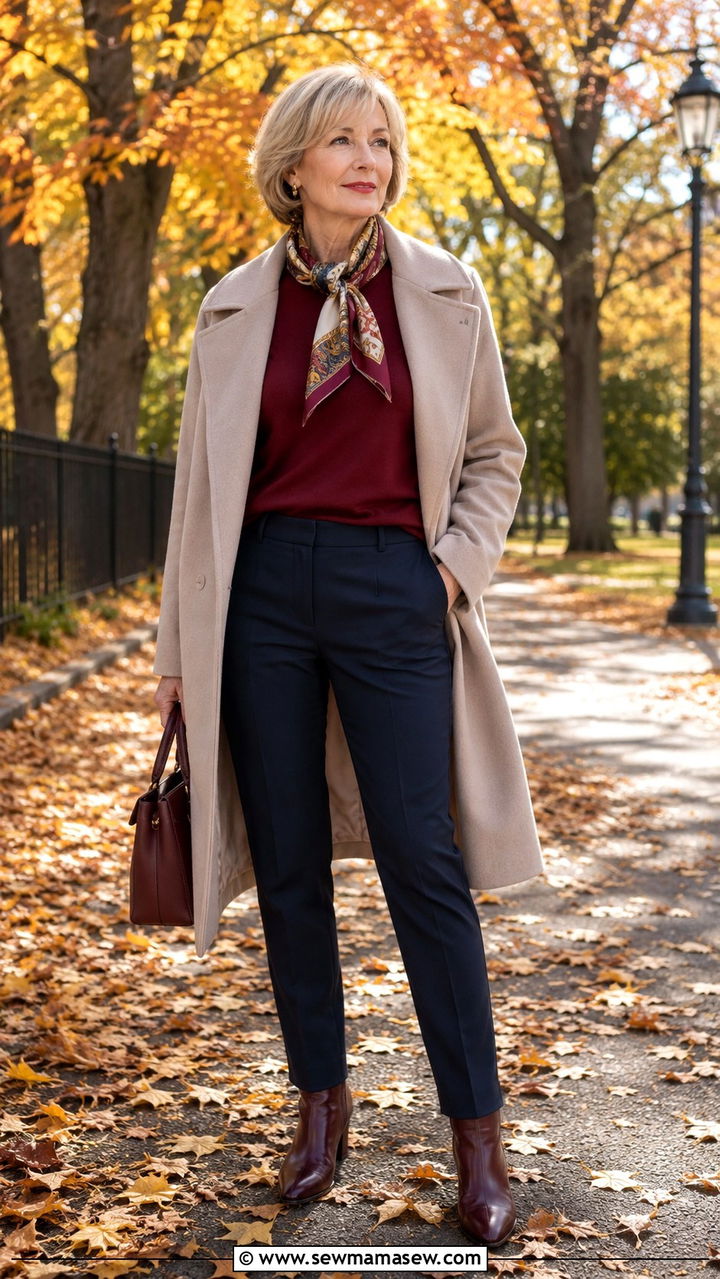 Cashmere Sweater with Tailored Trousers - 30 Outfit ideas for boomer women
