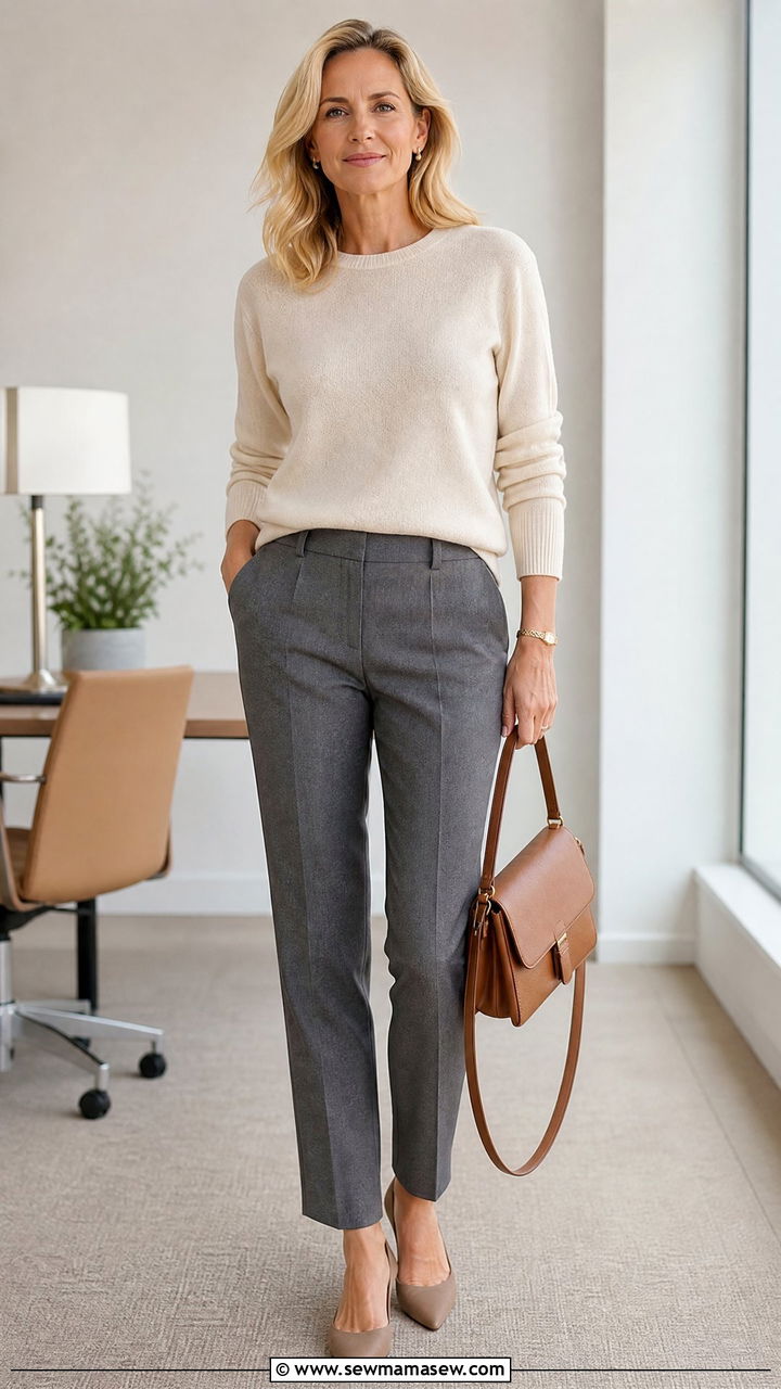 Cashmere Sweater with Tailored Trousers - 30 everyday outfit ideas for women over 40