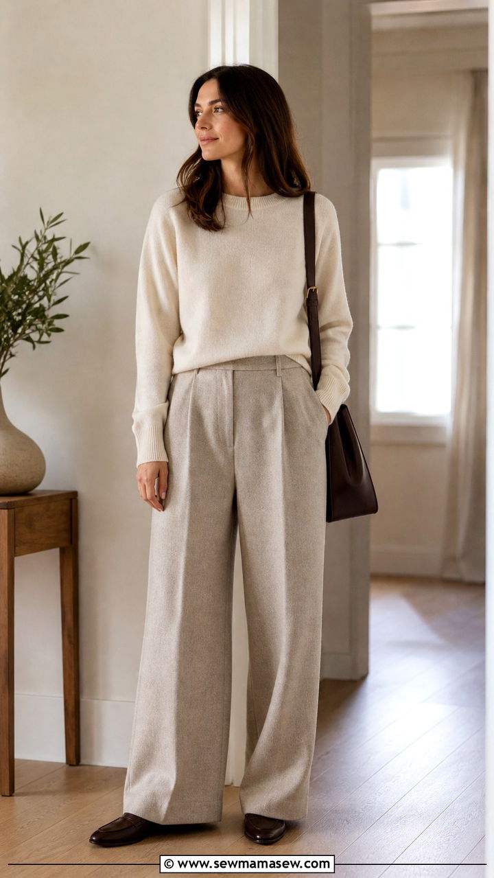 Cashmere Sweater with Trousers Outfit - 40 Classic outfit ideas