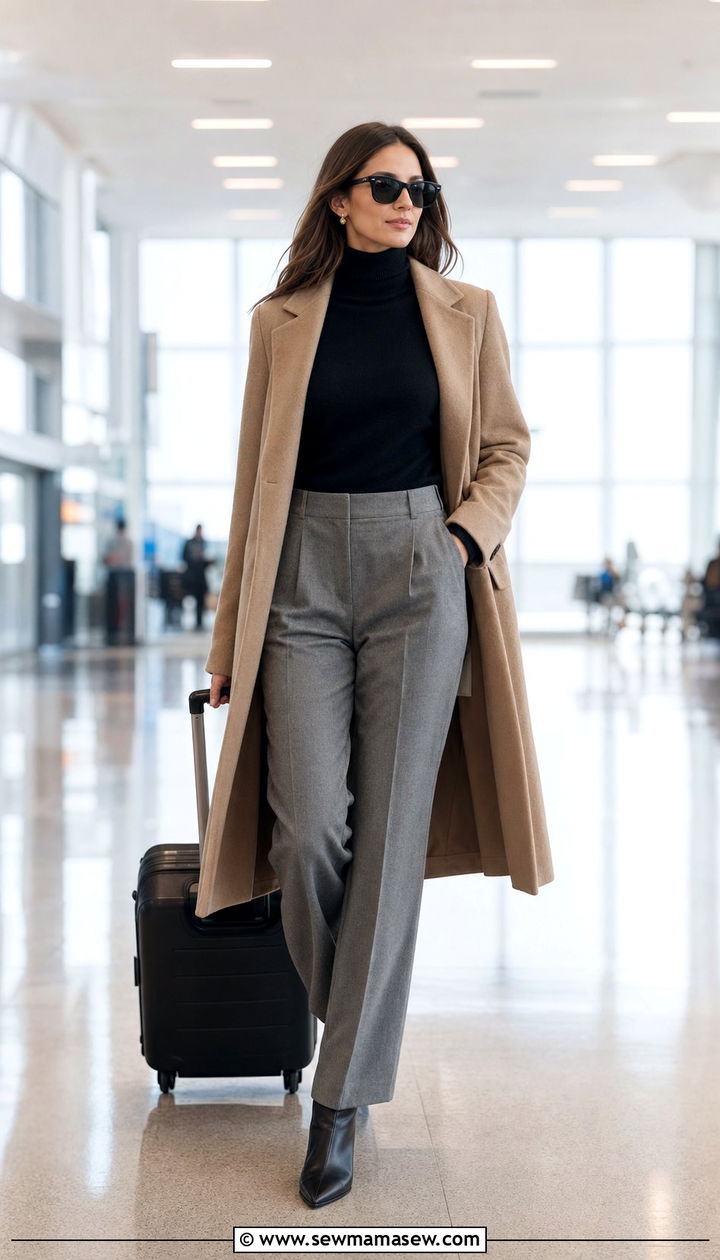 Cashmere Turtleneck And Wool Trousers - 35 Airport outfit ideas old money