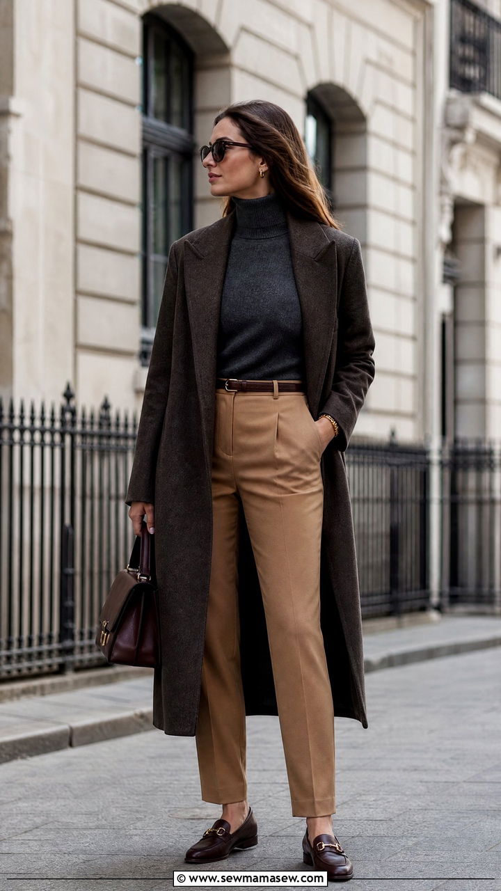 Cashmere Turtleneck Outfit With Tailored Wool Trousers - 25 Old money outfit ideas equestrian
