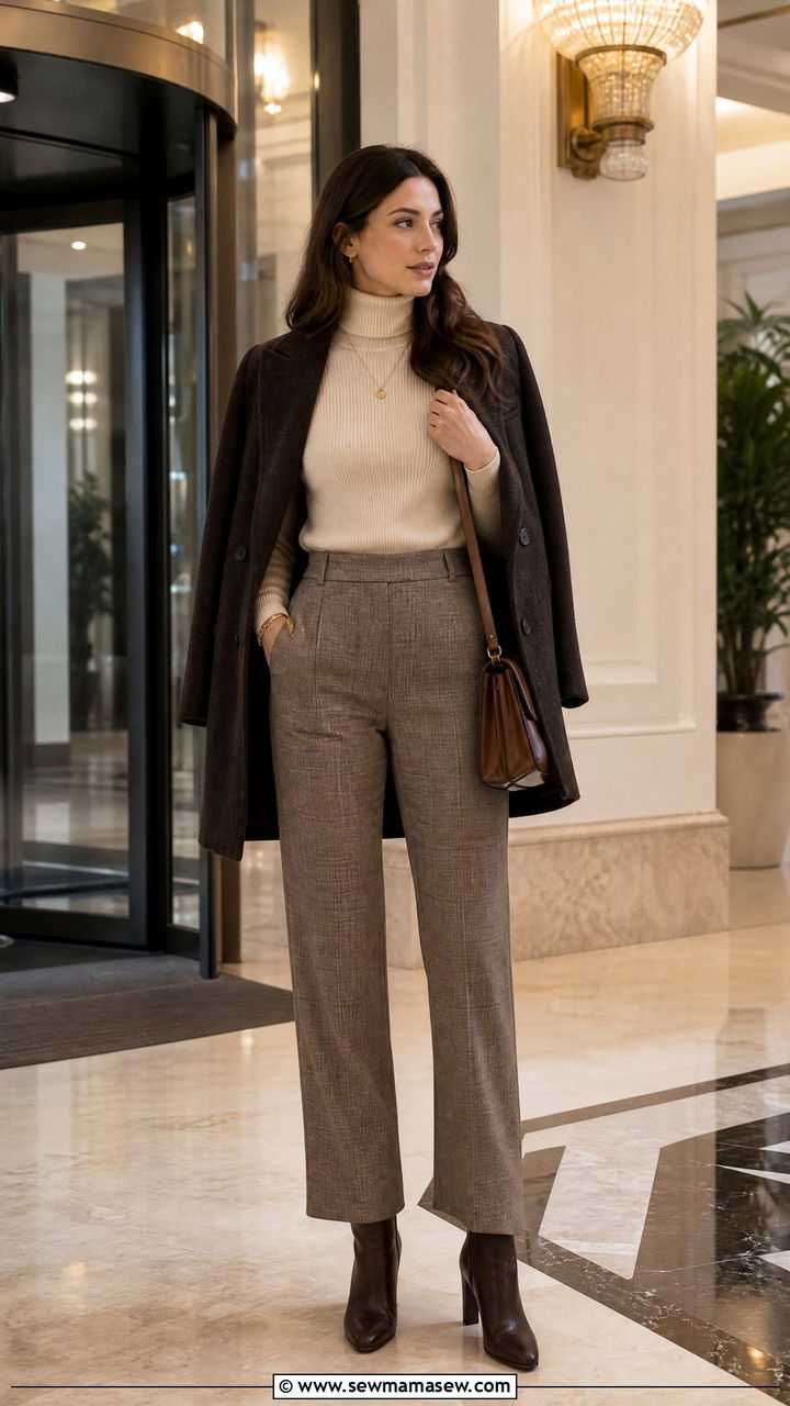 Cashmere Turtleneck With Plaid Trousers - 25 classy librarian core outfits
