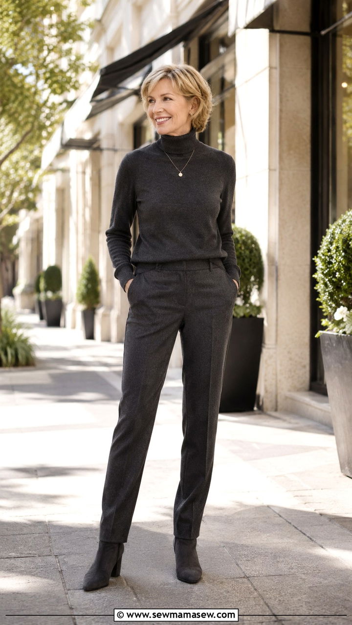 Cashmere Turtleneck With Tailored Trousers - 30 Petite outfits for women over 50