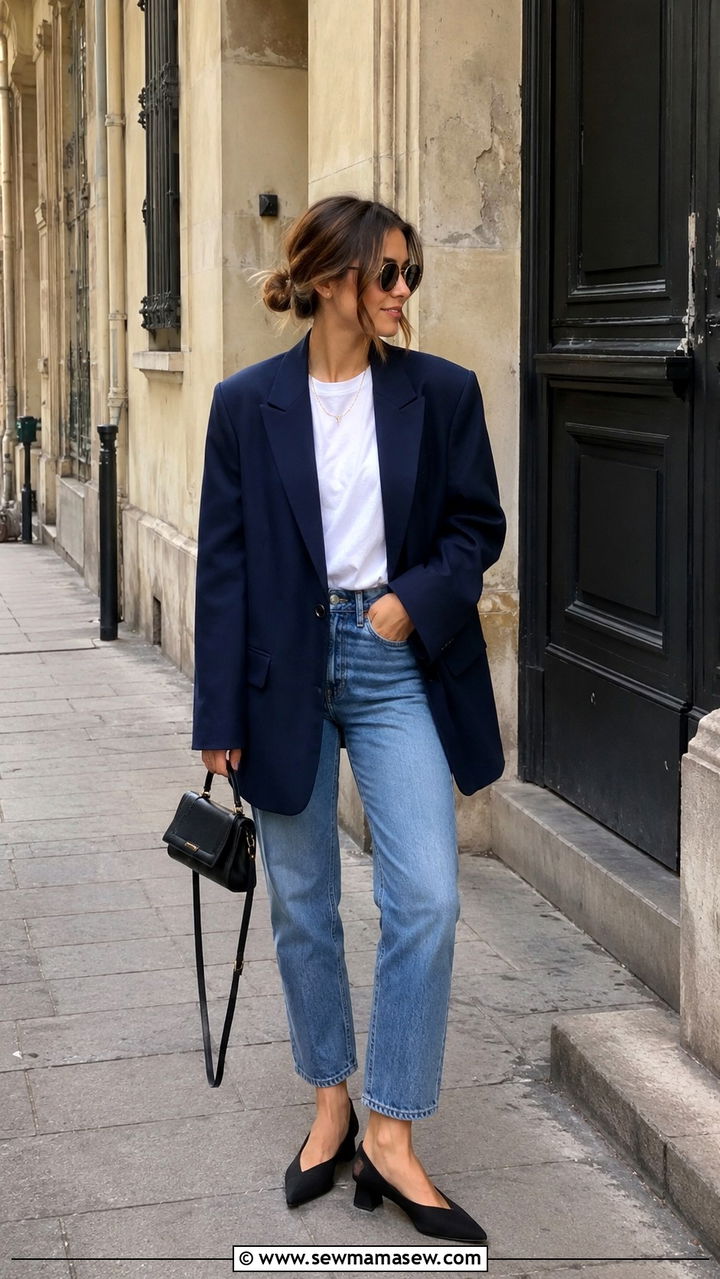 Cashmere Zip Up and Ponte Pants with Loafers - 30 Travel outfits for petite women