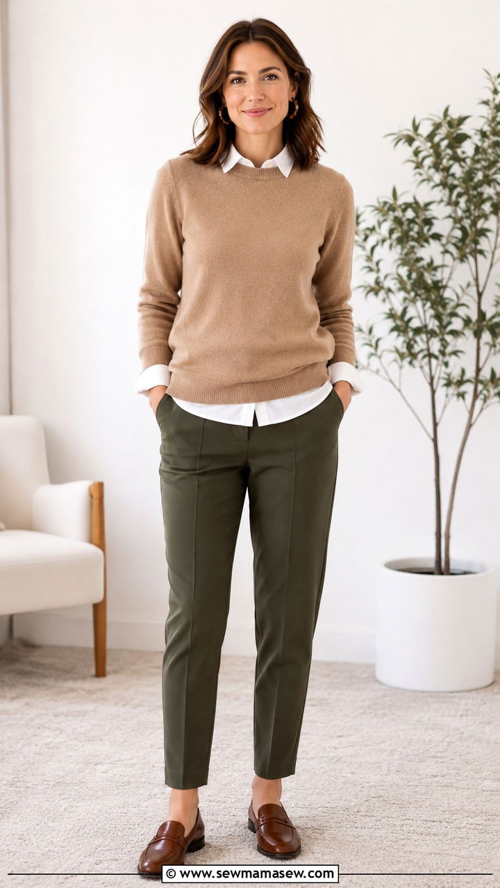 Cashmere crewneck over collared shirt - 25 Virtual presentation outfit ideas