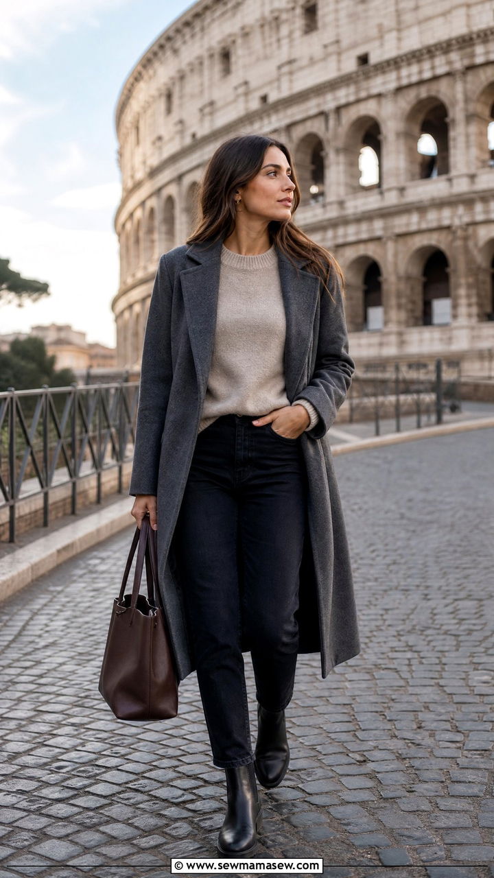 Cashmere sweater and dark jeans Rome winter - 40 What to wear in Rome