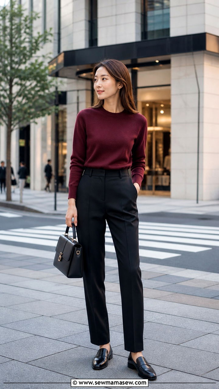 Cashmere sweater and dark tailored trousers for a polished winter look - 40 What to wear in Tokyo