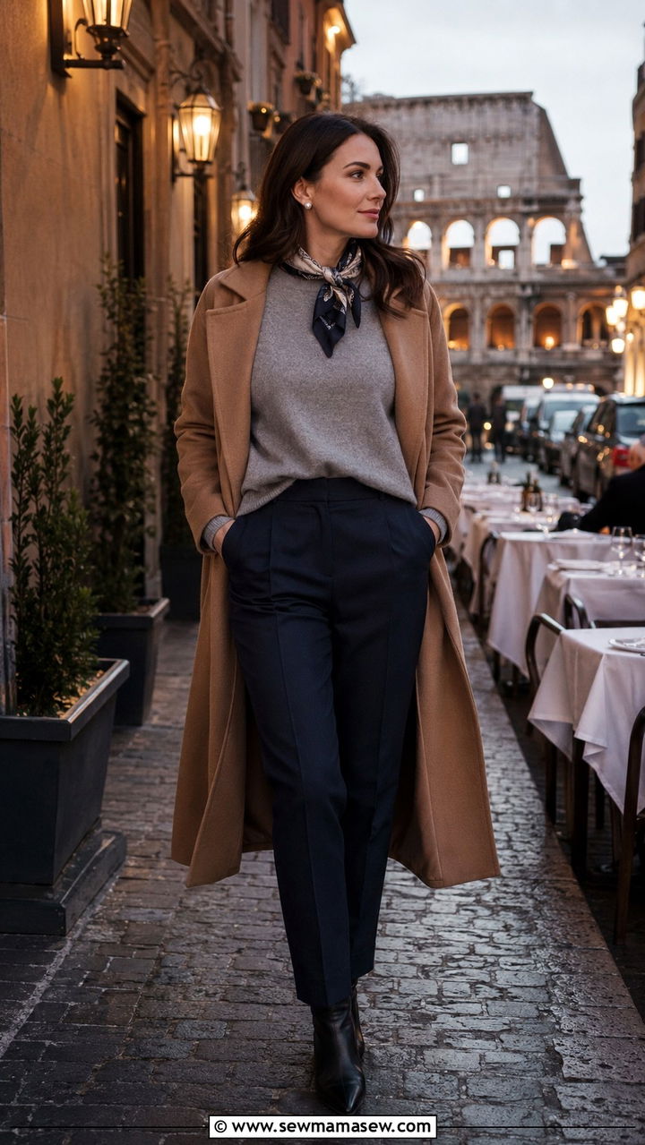 Cashmere sweater with tailored trousers Rome outfit - 25 Rome outfit ideas