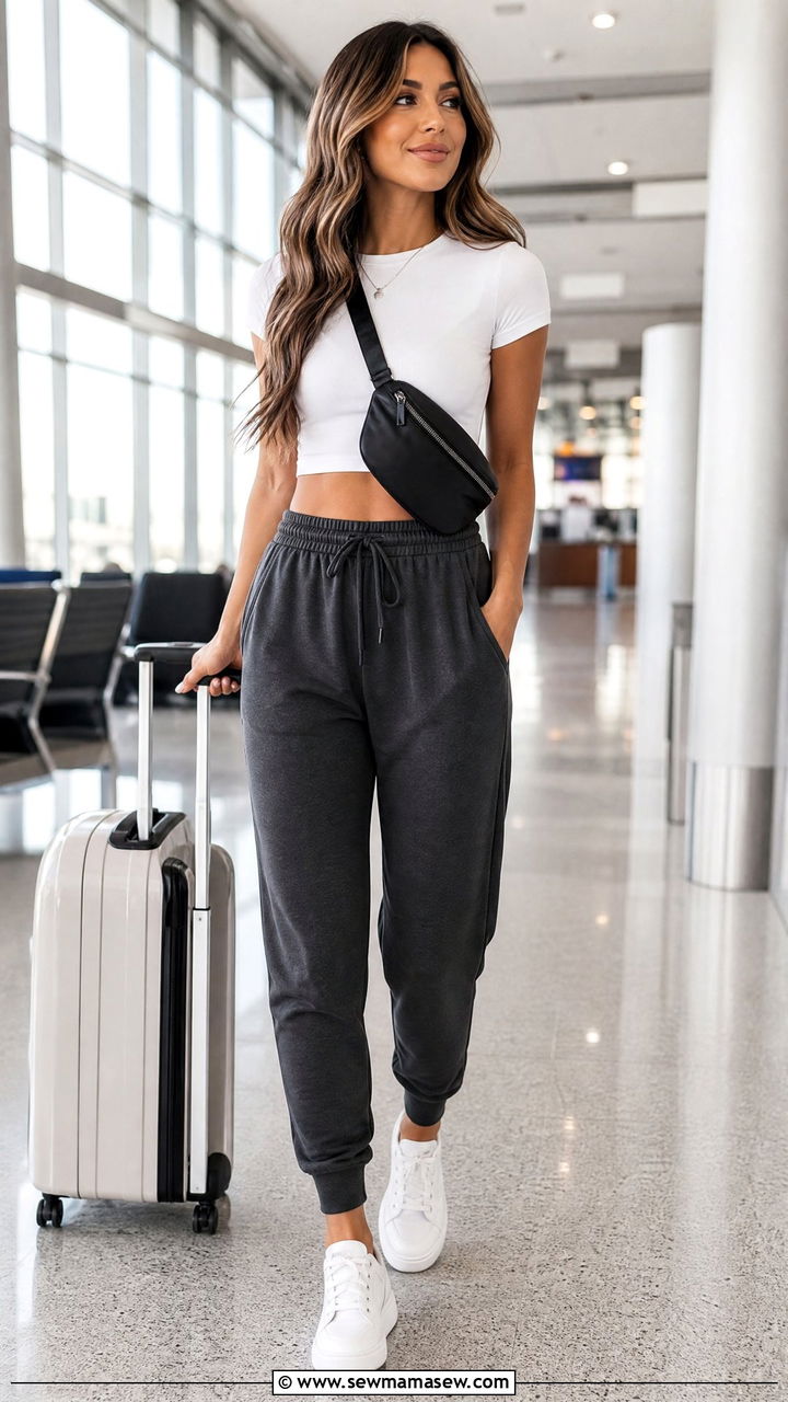 Casual Athleisure Joggers with Crop Top Outfit - 30 casual fashion inspo outfits