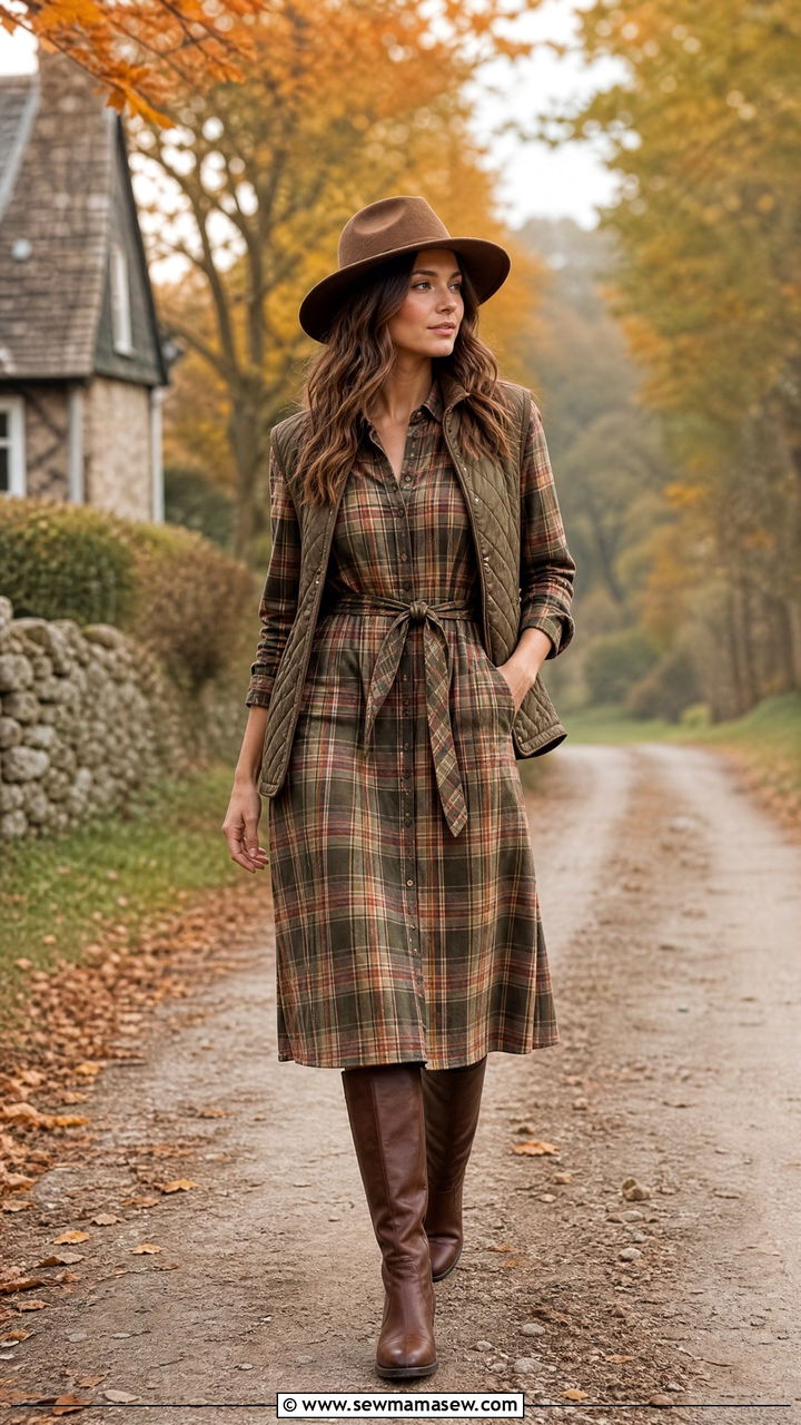 Casual Cottagecore Plaid Shirt Dress Outfit - 25 casual cottagecore outfits