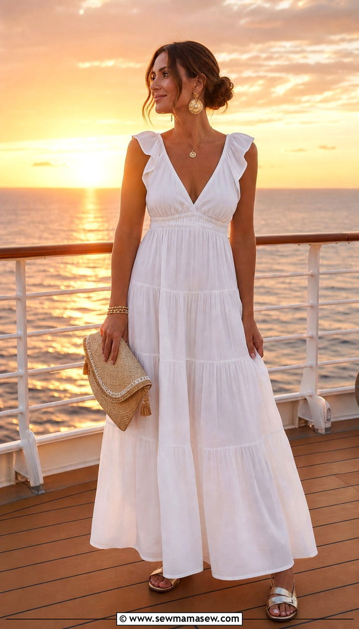 Casual Cruise Outfit With White Maxi Dress - 35 casual cruise outfits