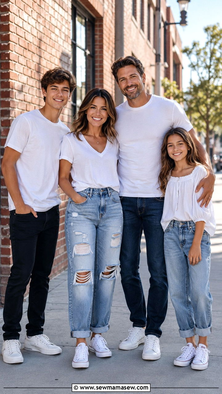 Casual Jeans And White Tops Family Photo Outfits - 20 Pinterest family photo outfits