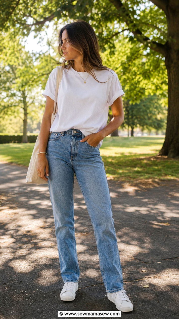 Casual Jeans and White Tee Outfit - 25 Photoshoot outfit ideas