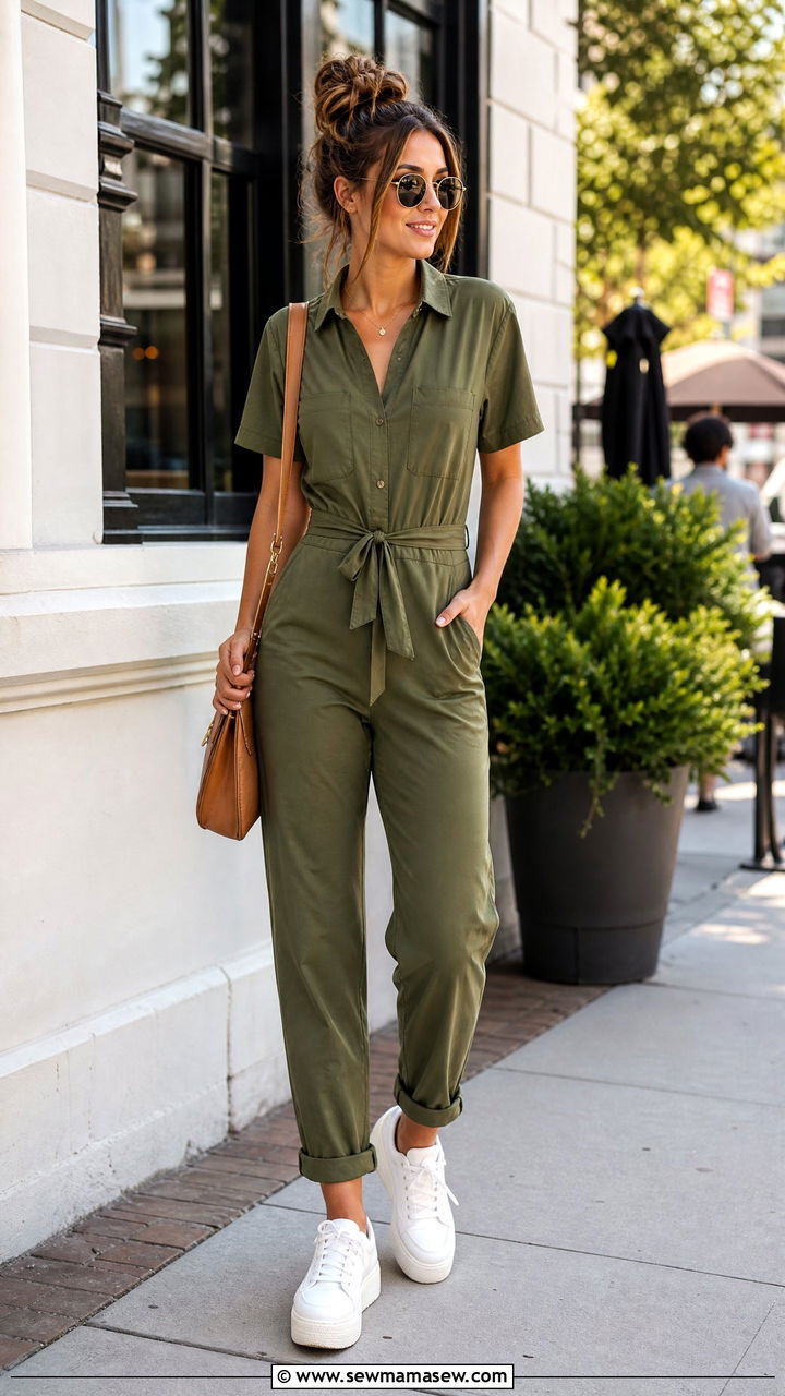 Casual Jumpsuit With White Sneakers For Brunch - 25 Brunch outfit ideas with friends casual