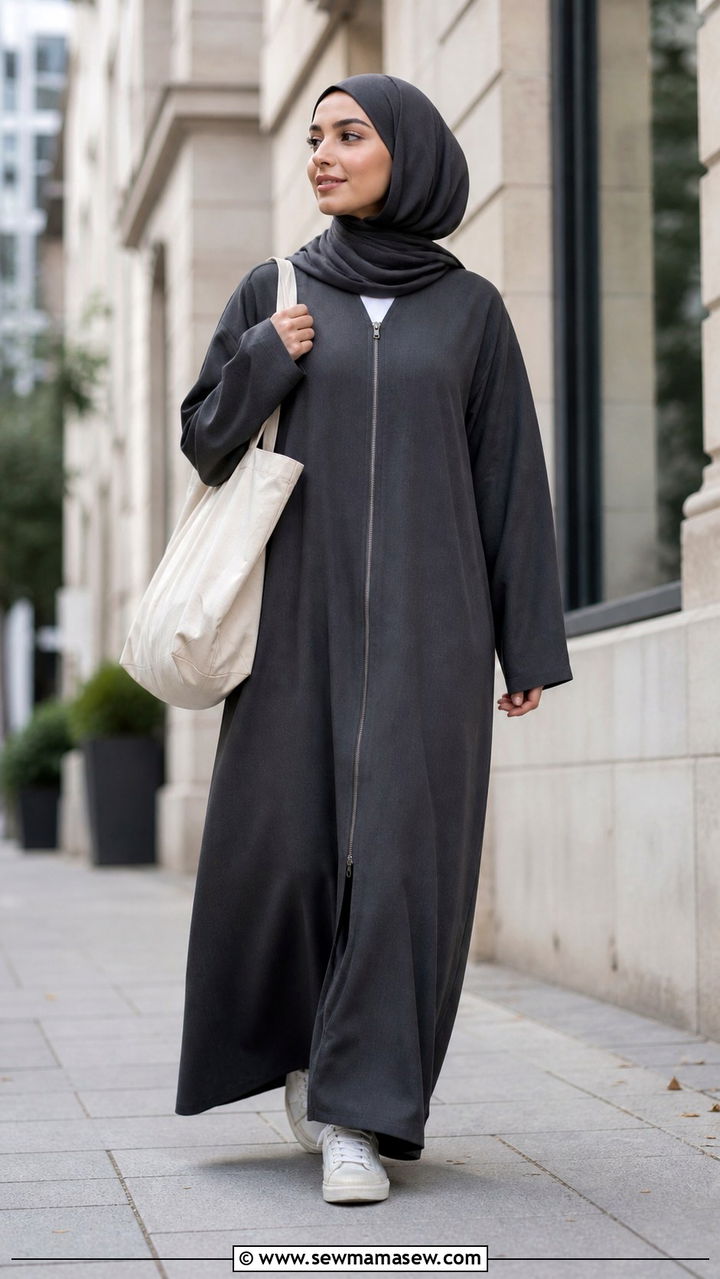 Casual Ramadan Abaya With Sneakers - 40 Ramadan outfit ideas