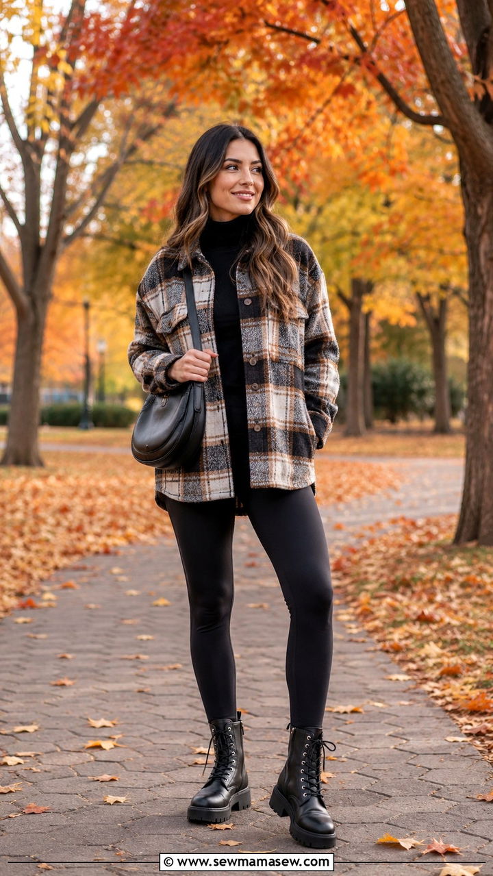 Casual Shacket with Leggings Outfit - 30 casual fashion inspo outfits
