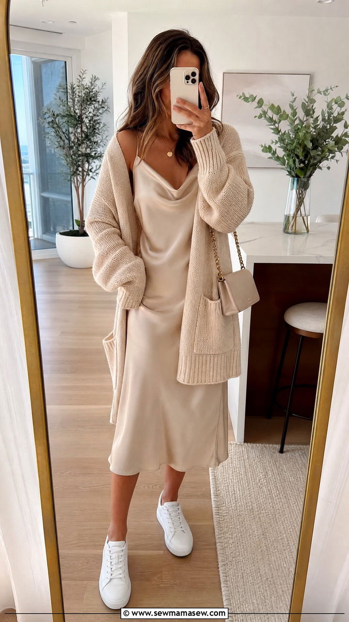 Casual Slip Dress with Sneakers Outfit - 30 casual fashion inspo outfits