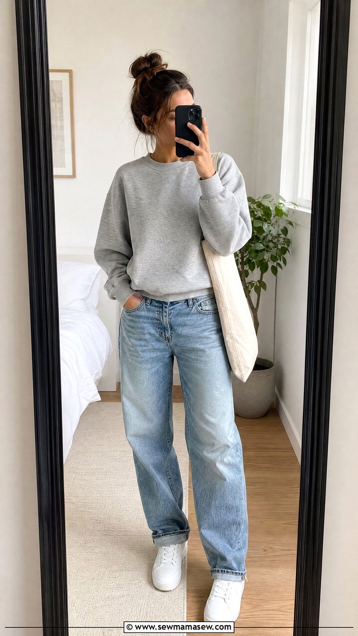 Casual Weekend Jeans with Sneakers - 35 jeans outfits ideas