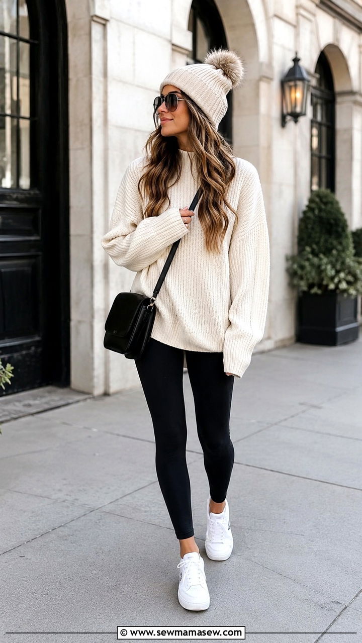 Casual oversized sweater and leggings outfit - 30 casual Pinterest outfits
