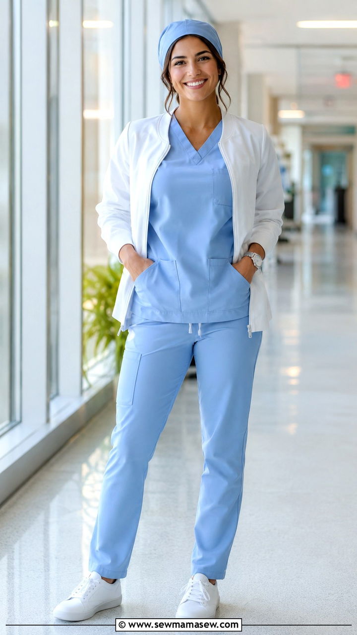 Ceil blue classic nursing scrubs - 30 Spring nurse outfits