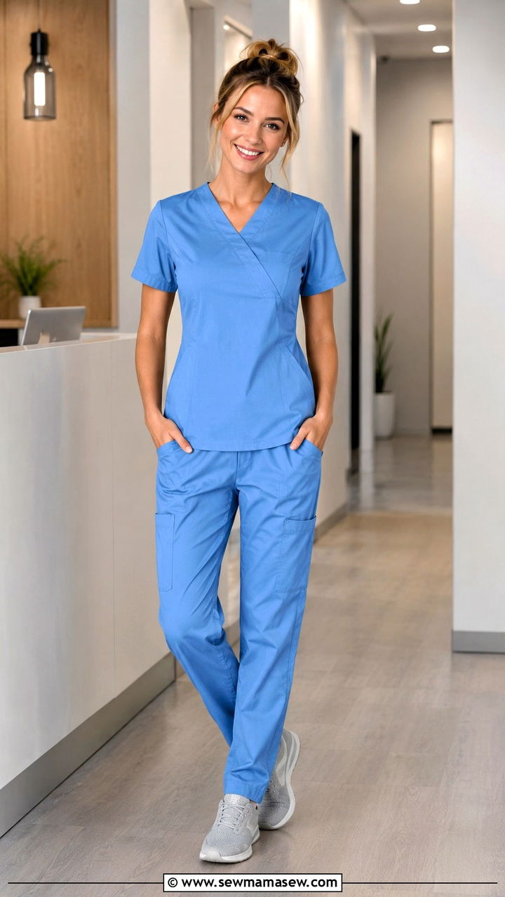 Ceil blue matching scrub suit - 25 Vet tech outfit ideas