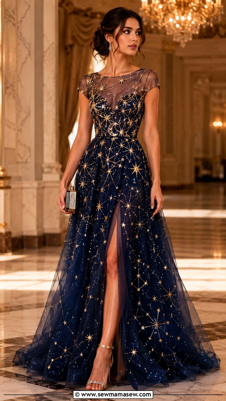 Celestial Embroidered Tulle Gown With Crystal Heels - 30 celestial outfits 2026