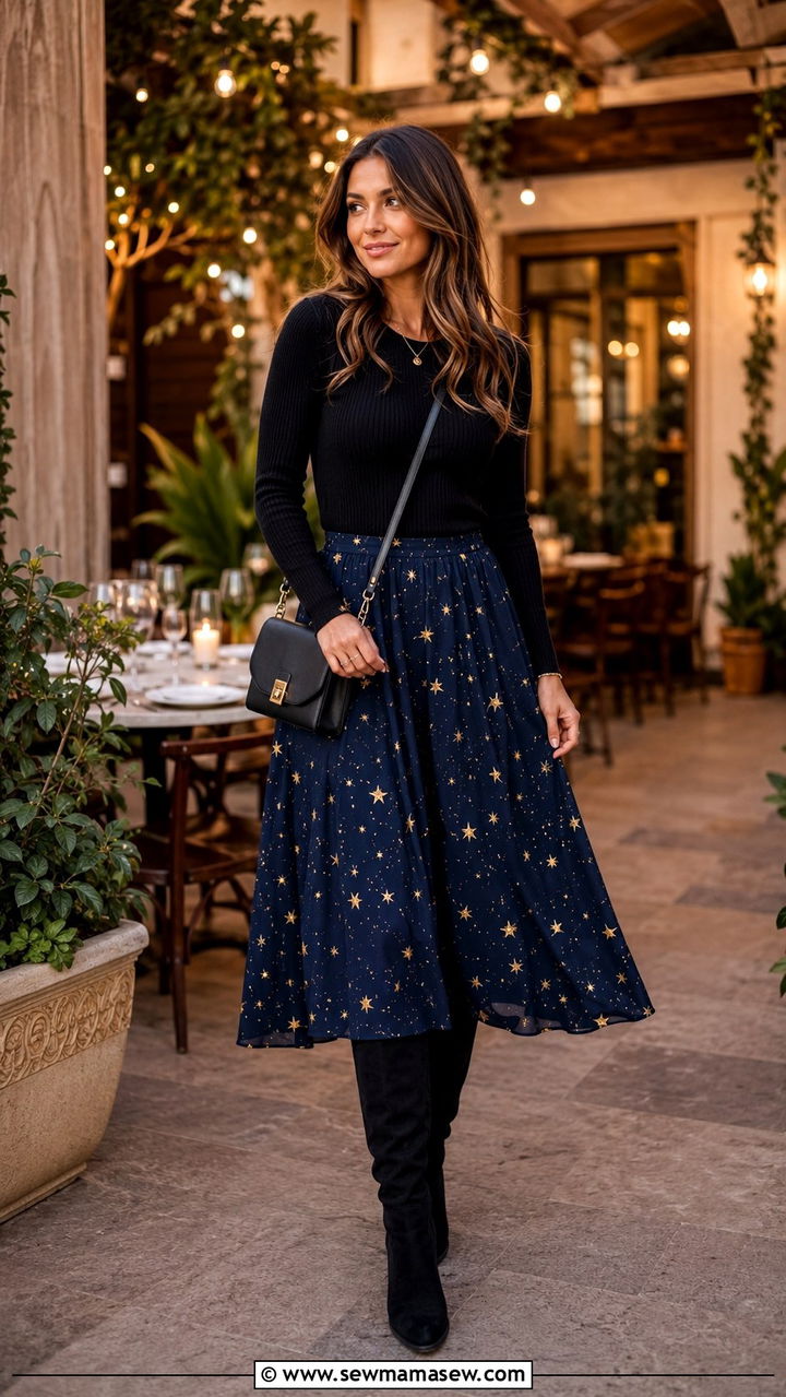 Celestial Midi Skirt Outfit - 30 celestial outfits to copy