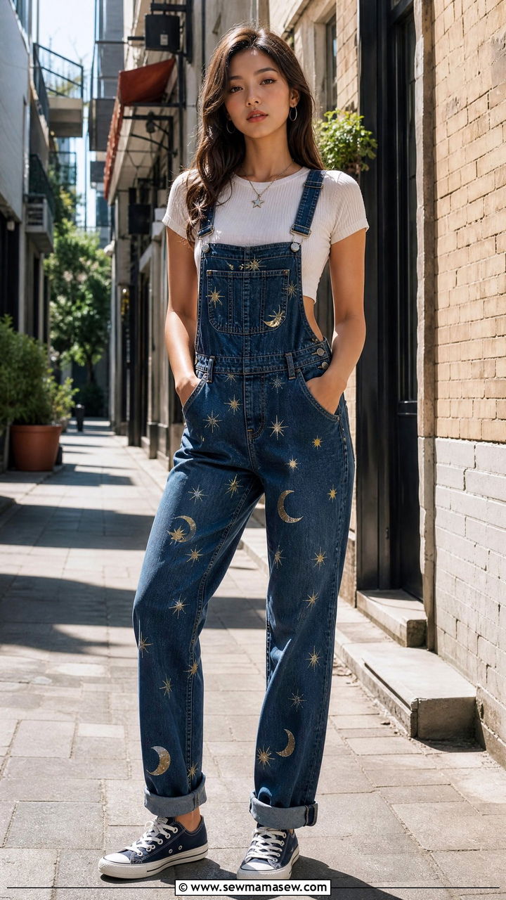 Celestial Overalls with a Fitted Crop Tee - 25 casual celestial outfits