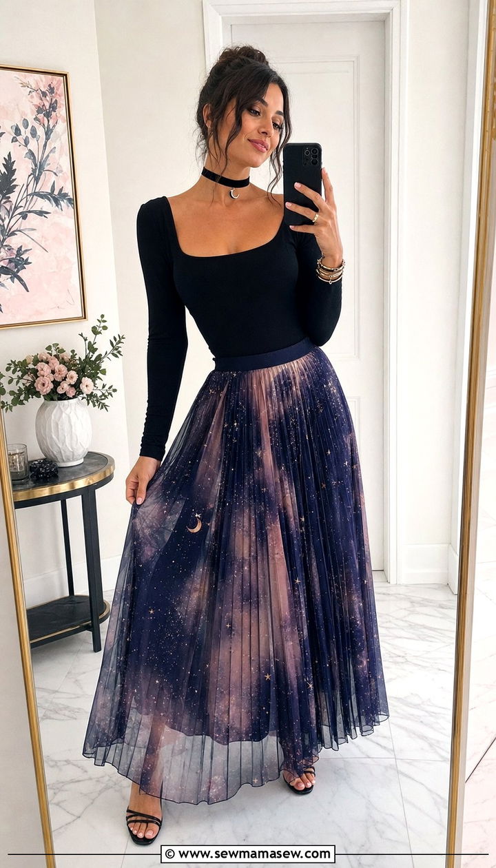Celestial Print Maxi Skirt And Bodysuit - 25 cute celestial outfits