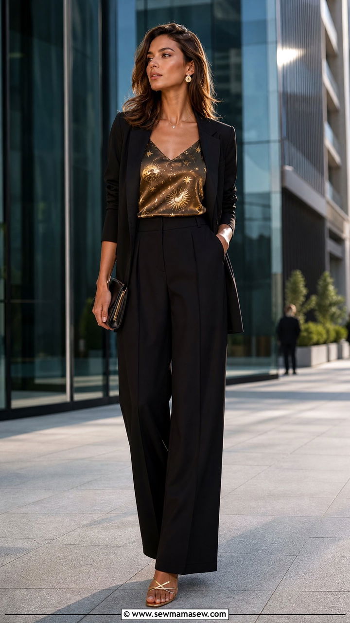Celestial Print Satin Camisole And Wide Leg Trousers - 25 classy celestial outfits
