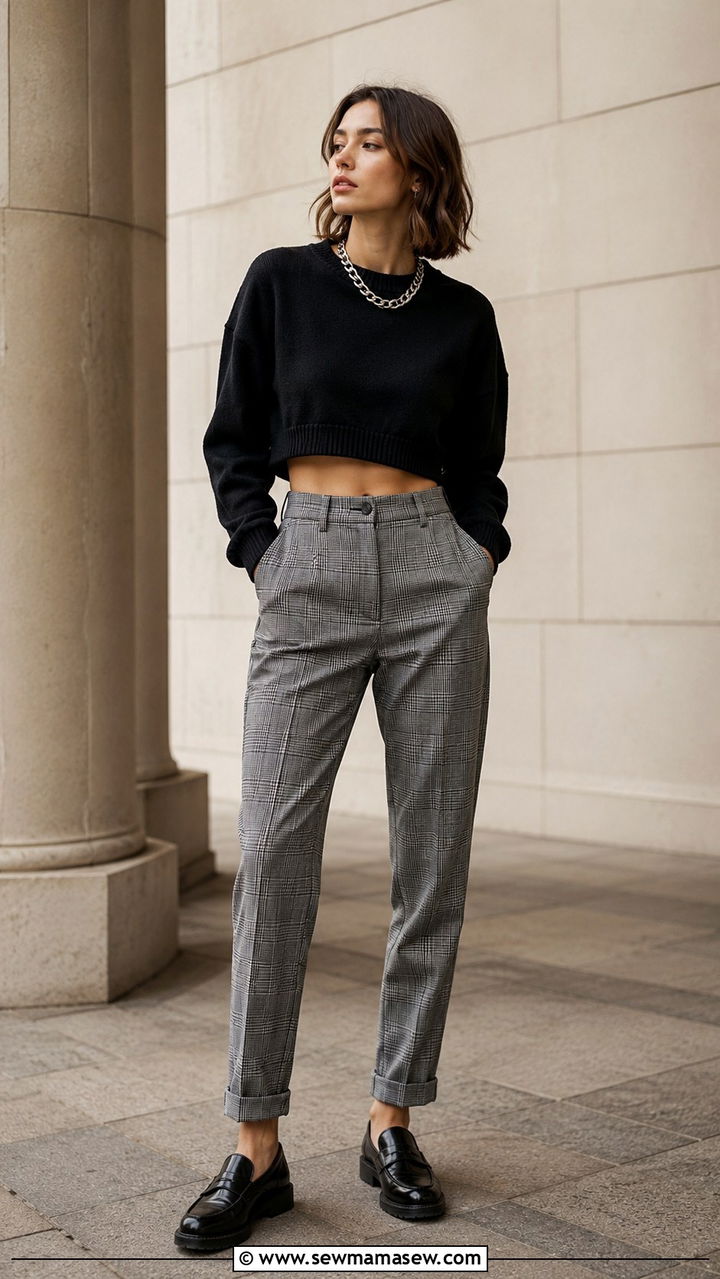 Chain Necklace And Cropped Sweater Punk Outfit - 25 Punk outfit ideas