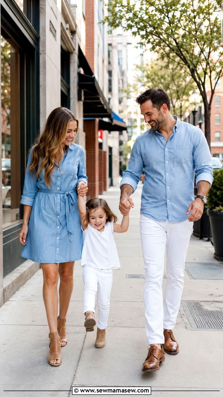 Chambray And White Family Photo Outfits - 30 casual family photo outfits