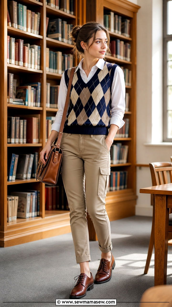 Chambray Shirt With Cargo Pants and White Sneakers Outfit - 40 cargo pants outfit ideas for women