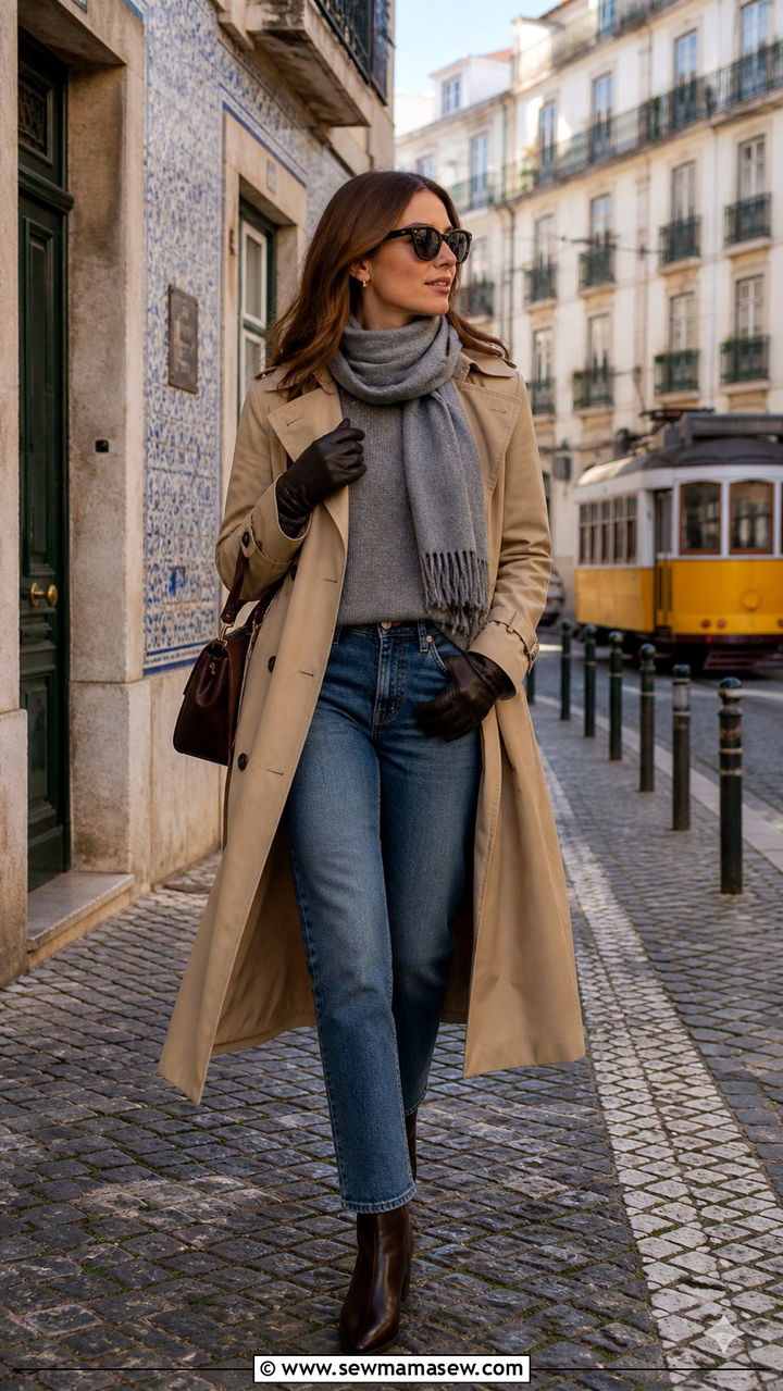 Chambray Shirt with White Wide Leg Trousers - 40 What to wear in Lisbon