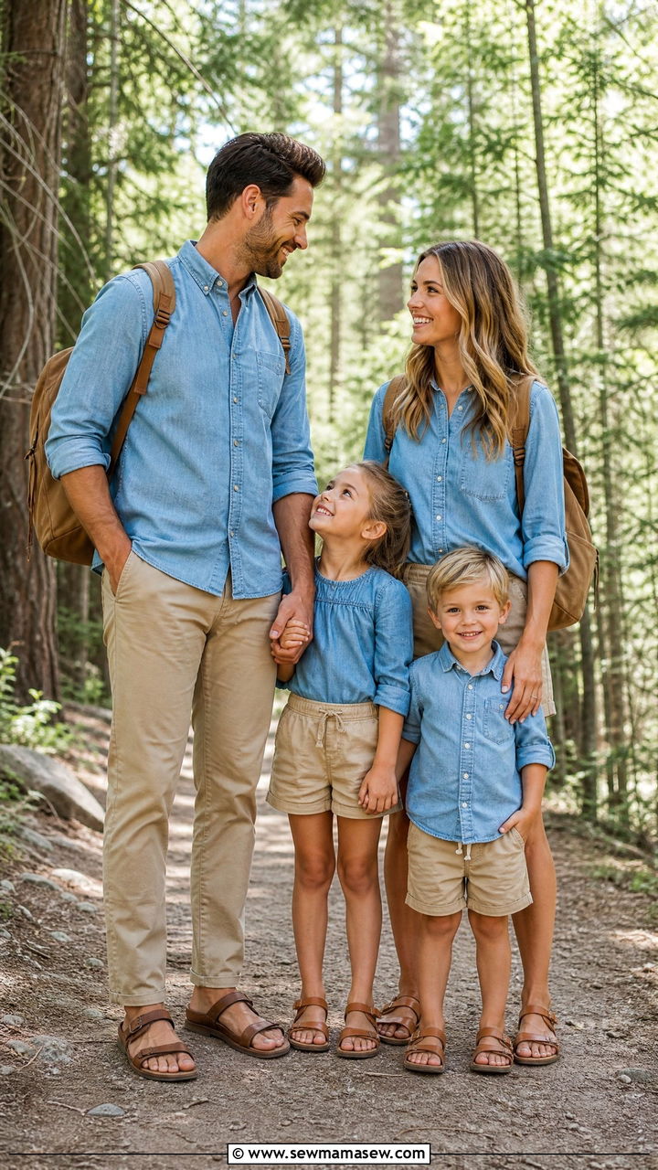 Chambray and Khaki Matching Family Outfits - 30 Matching summer family outfits
