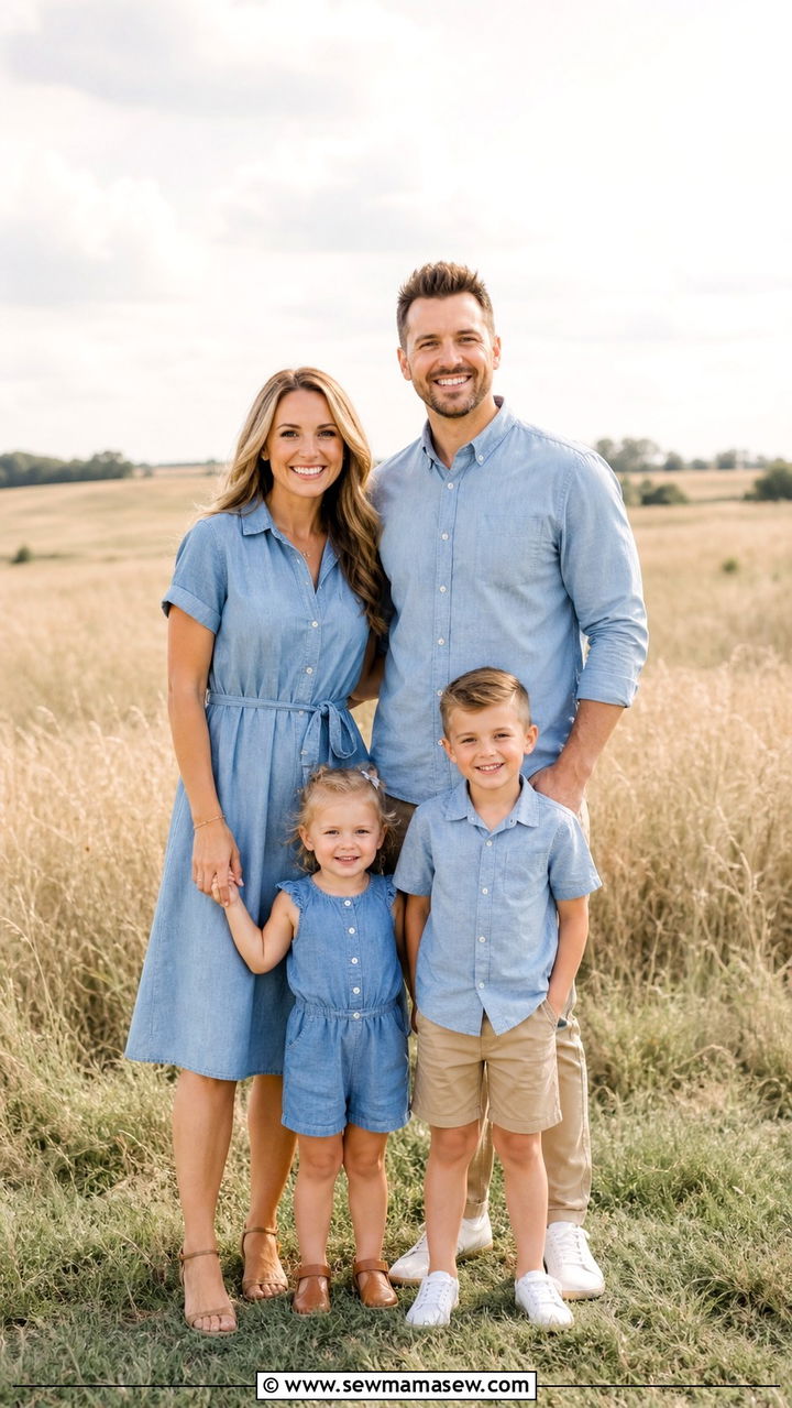 Chambray and Khaki - 40 Spring family photo outfits