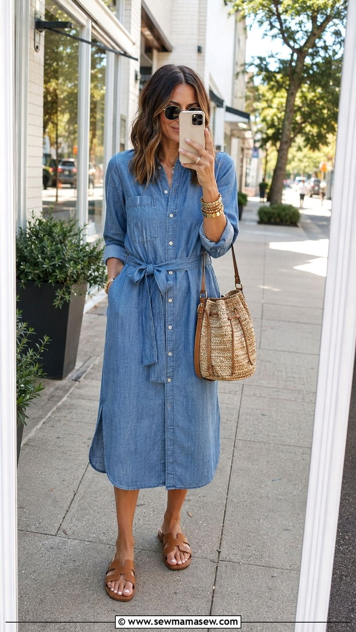 Chambray shirt dress outfit casual - 30 spring to summer outfits casual