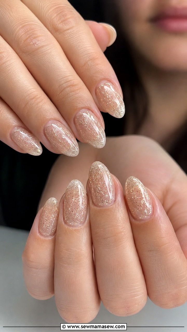 Champagne Glitter Gel Nails - 50 gel polish