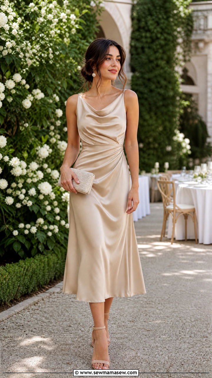 Champagne Gold Midi Dress Outfit - 25 Gold outfit ideas for party