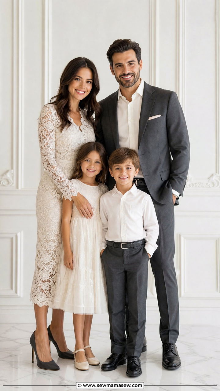 Charcoal And Ivory Elegant Family Photo Outfits - 30 Elegant family photo outfit ideas
