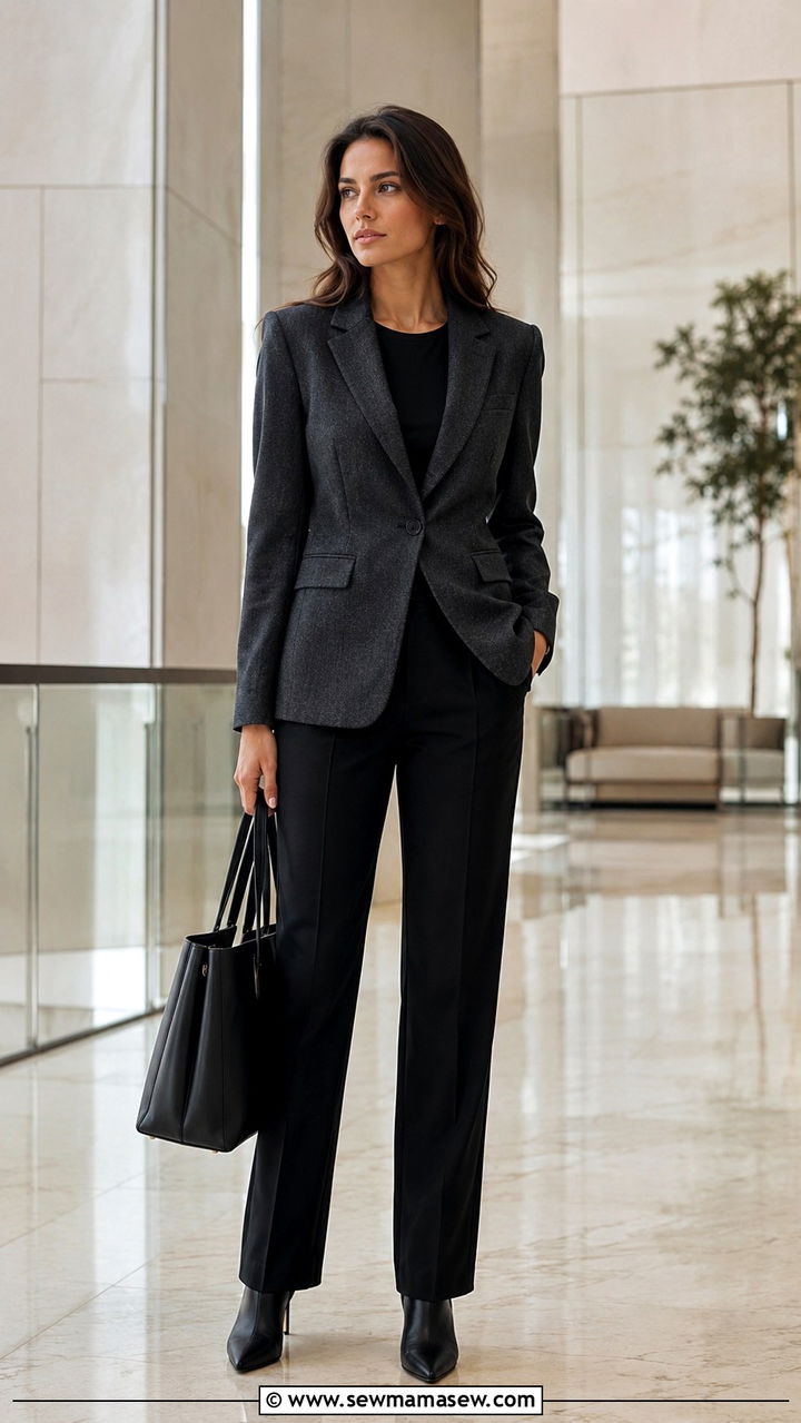 Charcoal Blazer and Black Pants Outfit - 30 Charcoal outfit ideas
