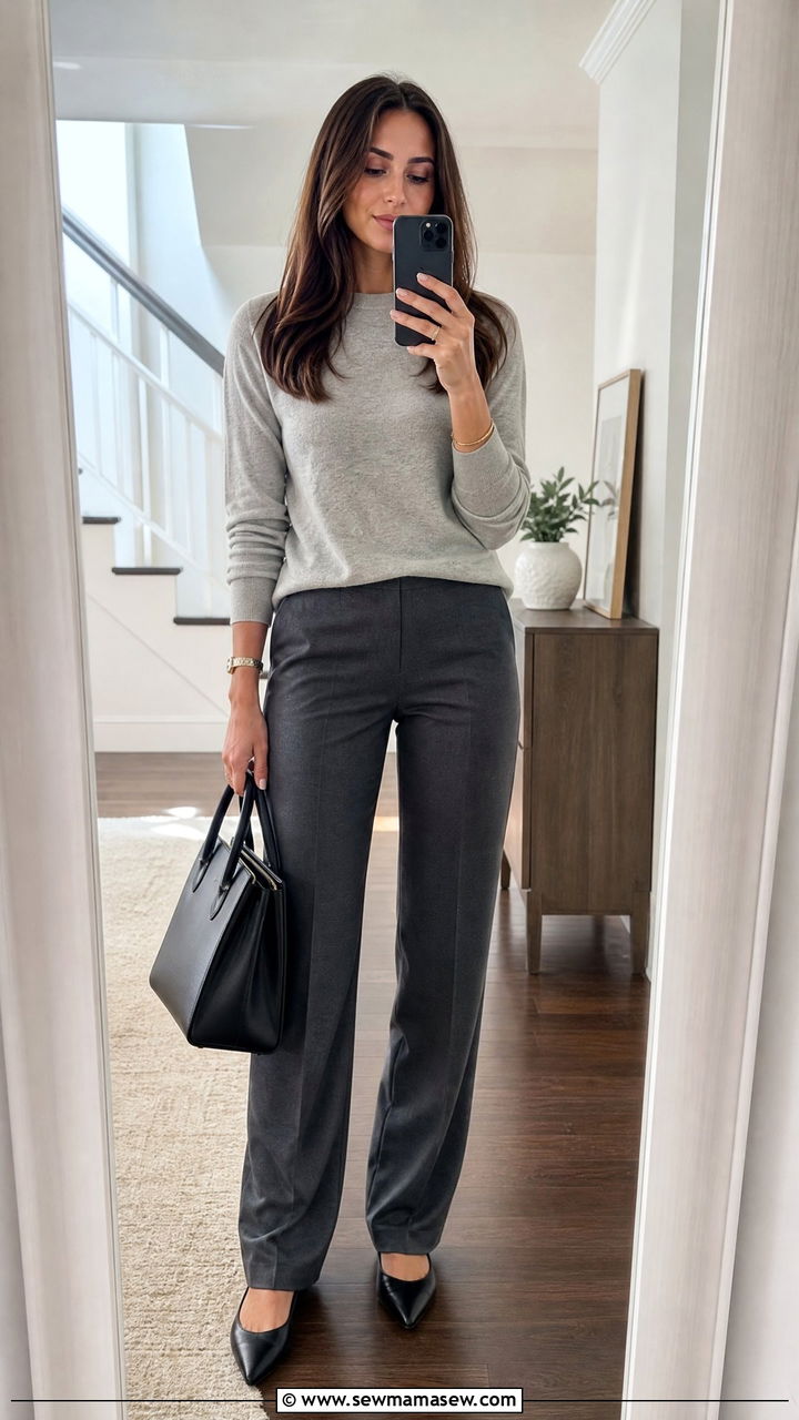 Charcoal Dress Pants With Lightweight Sweater - 25 Funeral outfits for summer