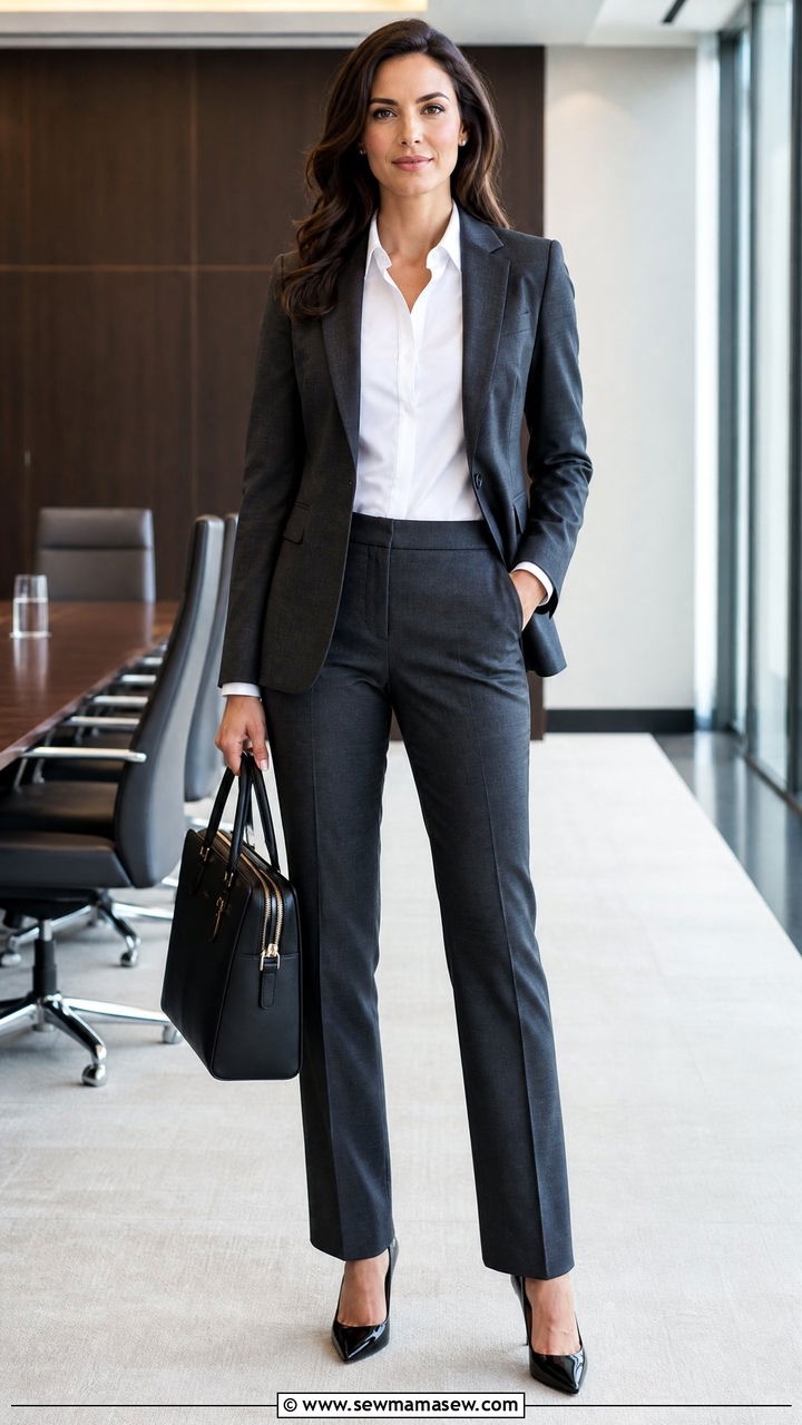 Charcoal Gray Power Suit - 25 Sales meeting outfit ideas