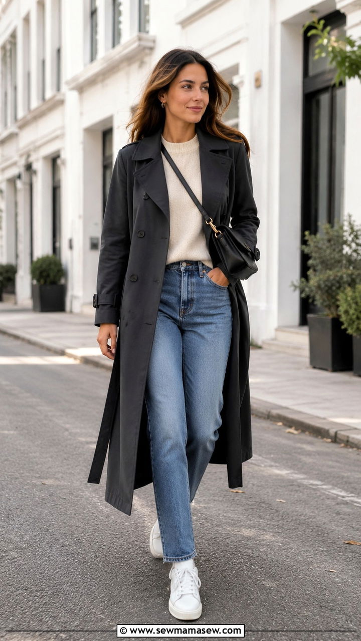 Charcoal Trench Coat with Jeans Outfit - 30 Charcoal outfit ideas