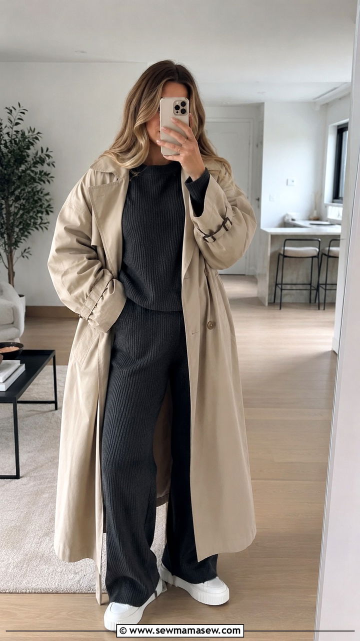 Charcoal Two Piece Knit Lounge Set Outfit - 30 Charcoal outfit ideas